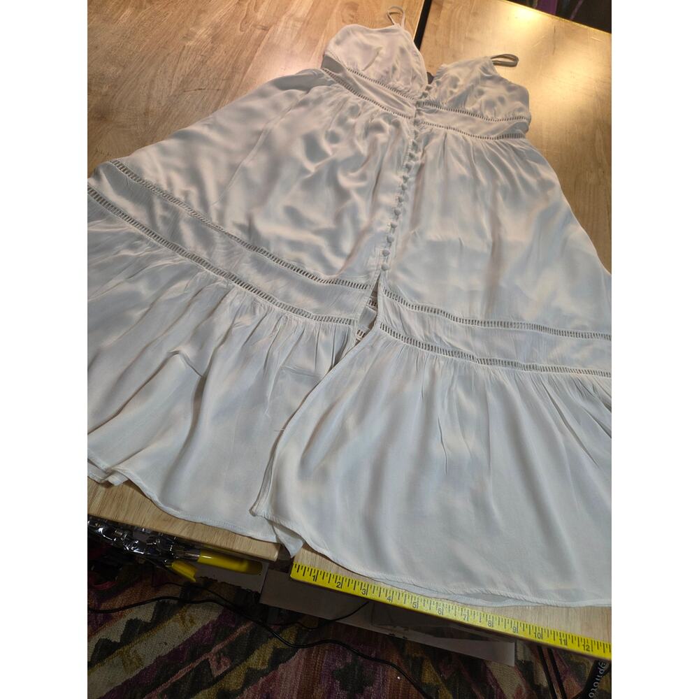 Hudson Bay spaghetti strap White tiered summer dress MIDI cotton lightweight sm